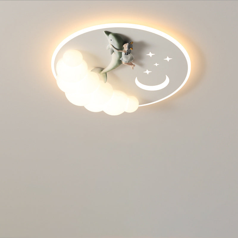 Lumendat Contemporary Creative Cartoon Kids Cloud Astronaut Mermaid Angel Iron Acrylic LED Flush Mount Ceiling Light For Bedroom Lumendat