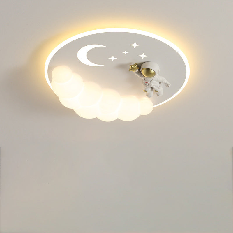Lumendat Contemporary Creative Cartoon Kids Cloud Astronaut Mermaid Angel Iron Acrylic LED Flush Mount Ceiling Light For Bedroom Lumendat