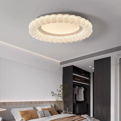 Traditional French Round Flower Hardware Acrylic LED Flush Mount Ceiling Light For Living Room