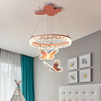 Lumendat Contemporary Creative Kids Round Cartoon Butterfly Acrylic Iron LED Chandelier For Bedroom Lumendat
