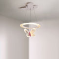 Lumendat Contemporary Creative Kids Round Cartoon Butterfly Acrylic Iron LED Chandelier For Bedroom Lumendat