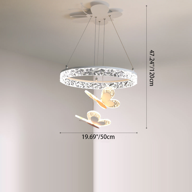 Lumendat Contemporary Creative Kids Round Cartoon Butterfly Acrylic Iron LED Chandelier For Bedroom Lumendat
