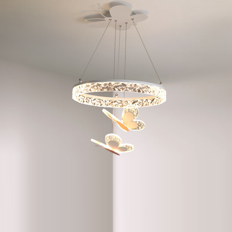 Lumendat Contemporary Creative Kids Round Cartoon Butterfly Acrylic Iron LED Chandelier For Bedroom Lumendat