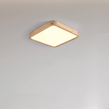Modern Minimalist Round Square Rectangular Wood Acrylic LED Flush Mount Ceiling Light For Living Room