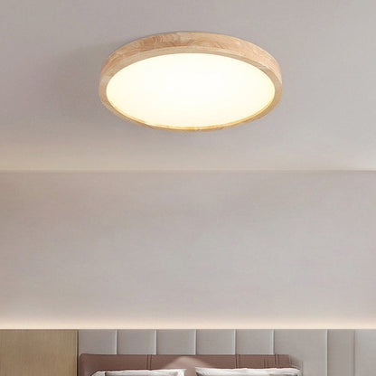 Modern Minimalist Round Square Rectangular Wood Acrylic LED Flush Mount Ceiling Light For Living Room