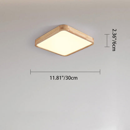 Modern Minimalist Round Square Rectangular Wood Acrylic LED Flush Mount Ceiling Light For Living Room