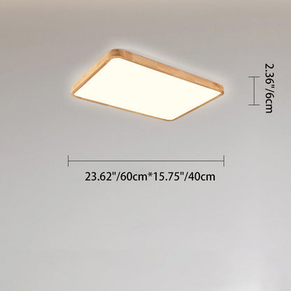 Modern Minimalist Round Square Rectangular Wood Acrylic LED Flush Mount Ceiling Light For Living Room