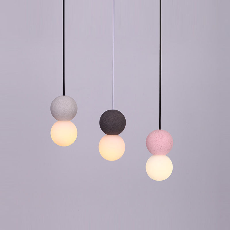Contemporary Nordic Globe Terrazzo Acrylic Glass 1-light Pendant Light for Bedroom