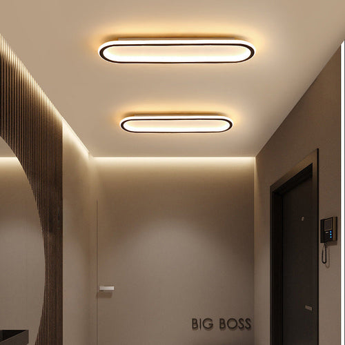 Modern Minimalist Linear Iron Aluminum Silicone LED Flush Mount Ceiling Light for Bedroom