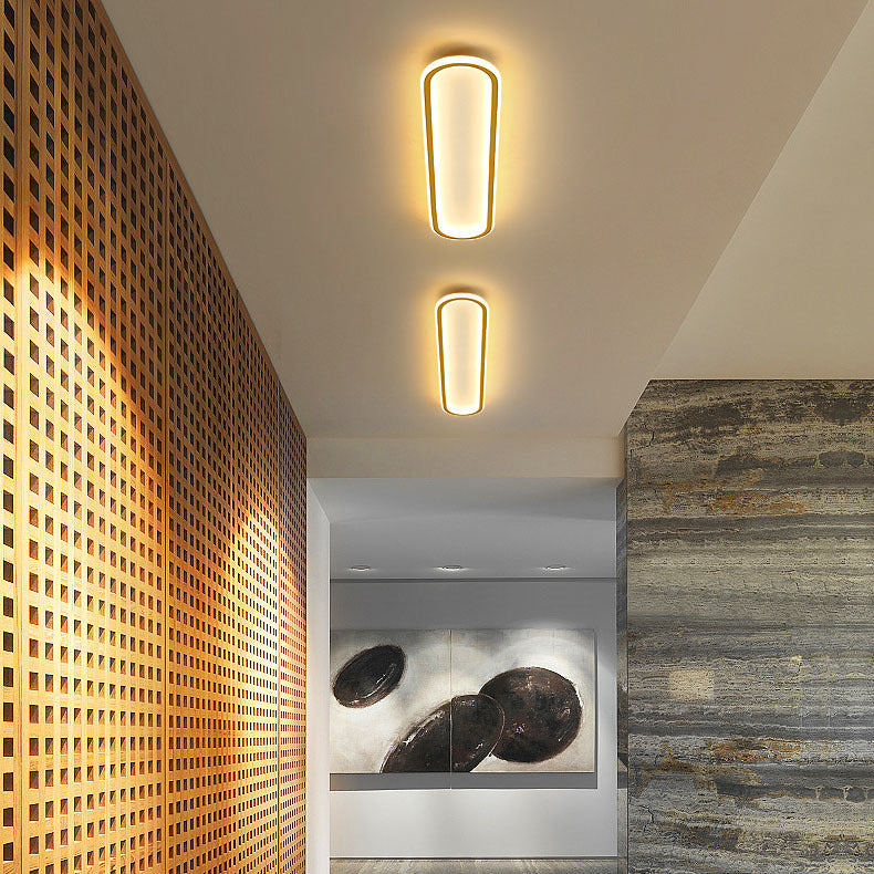 Modern Minimalist Linear Iron Aluminum Silicone LED Flush Mount Ceiling Light for Bedroom