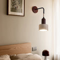 Traditional Japanese Dome Cylinder Cone Yellow Travertine Wood 1-Light Wall Sconce Lamp For Living Room