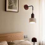 Traditional Japanese Dome Cylinder Cone Yellow Travertine Wood 1-Light Wall Sconce Lamp For Living Room