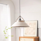 Traditional Japanese Umbrella Cone Shape Fabric Iron 1-Light Pendant Light For Living Room