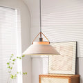 Traditional Japanese Umbrella Cone Shape Fabric Iron 1-Light Pendant Light For Living Room