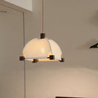 Traditional Chinese Arches Pavilion Shape Fabric Wood 1-Light Pendant Light For Living Room