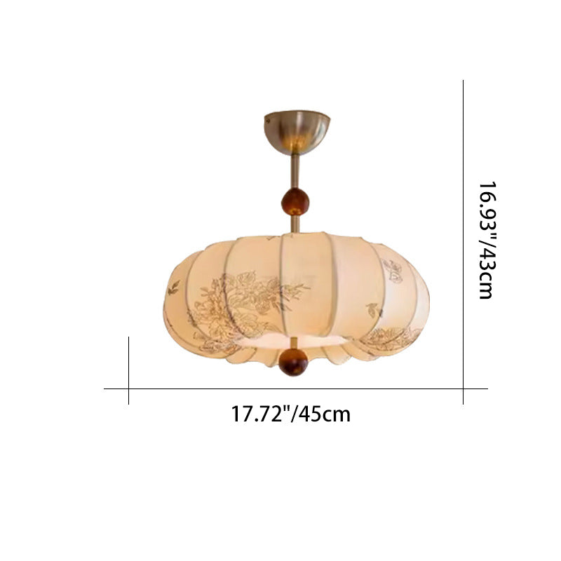 Contemporary Retro Pumpkin Fabric Metal 1-light Pendant Light for Living Room