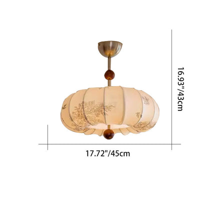 Contemporary Retro Pumpkin Fabric Metal 1-light Pendant Light for Living Room