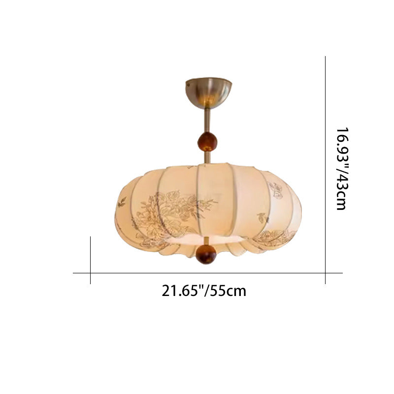 Contemporary Retro Pumpkin Fabric Metal 1-light Pendant Light for Living Room