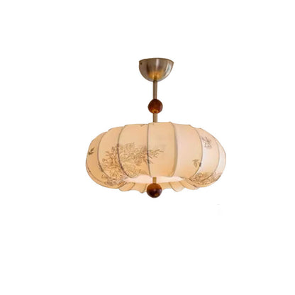 Contemporary Retro Pumpkin Fabric Metal 1-light Pendant Light for Living Room