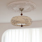 Contemporary Retro Pumpkin Fabric Metal 1-light Pendant Light for Living Room