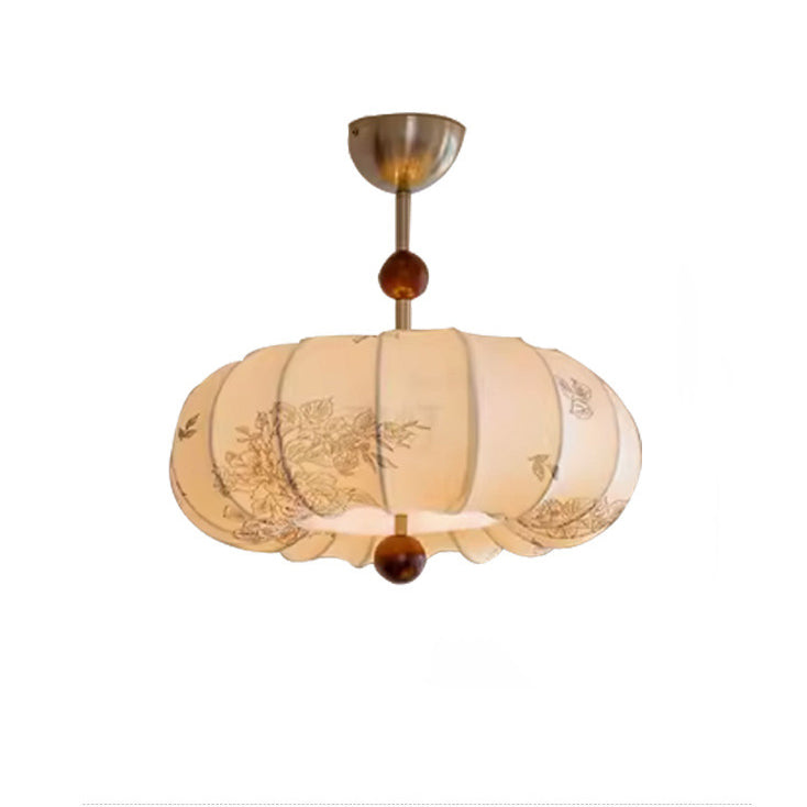 Contemporary Retro Pumpkin Fabric Metal 1-light Pendant Light for Living Room