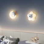Contemporary Creative Cartoon Animal Rabbit Bear Star Moon Shape PE Iron LED Wall Sconce Lamp For Living Room