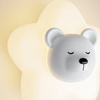 Contemporary Creative Cartoon Animal Rabbit Bear Star Moon Shape PE Iron LED Wall Sconce Lamp For Living Room