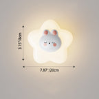 Contemporary Creative Cartoon Animal Rabbit Bear Star Moon Shape PE Iron LED Wall Sconce Lamp For Living Room