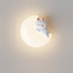Contemporary Creative Cartoon Animal Rabbit Bear Star Moon Shape PE Iron LED Wall Sconce Lamp For Living Room