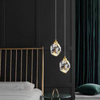 Modern Luxury Diamond Cube Crystal Iron LED Pendant Light For Bedroom