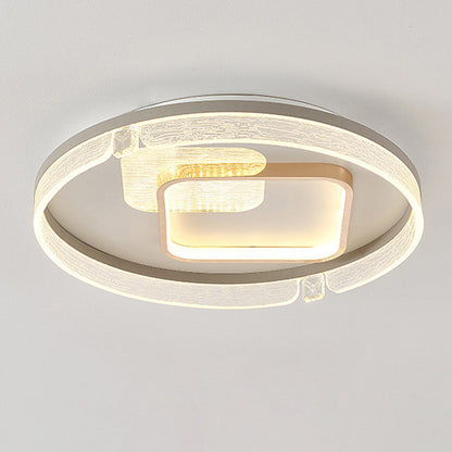 Modern Luxury Combination Oval Round Square Acrylic Aluminum LED Flush Mount Ceiling Light For Living Room