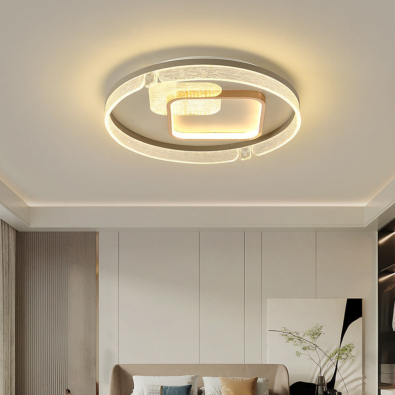 Modern Luxury Combination Oval Round Square Acrylic Aluminum LED Flush Mount Ceiling Light For Living Room