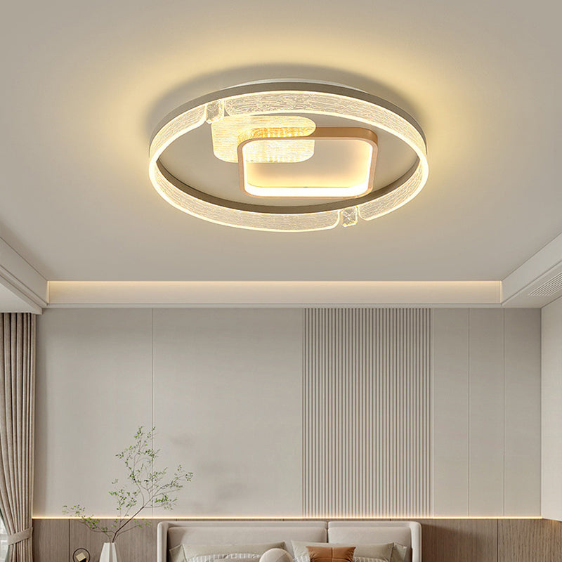 Modern Luxury Combination Oval Round Square Acrylic Aluminum LED Flush Mount Ceiling Light For Living Room