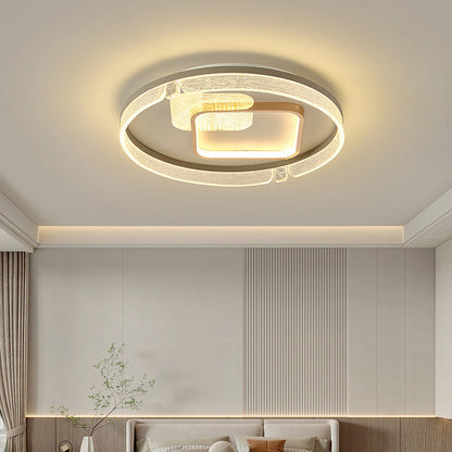 Modern Luxury Combination Oval Round Square Acrylic Aluminum LED Flush Mount Ceiling Light For Living Room