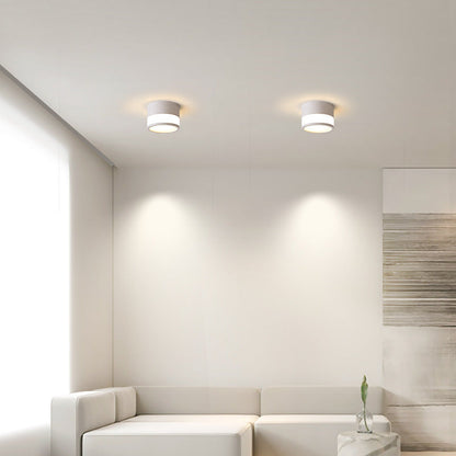 Modern Minimalist Cylinder Acrylic Aluminum LED Flush Mount Ceiling Light for Living Room