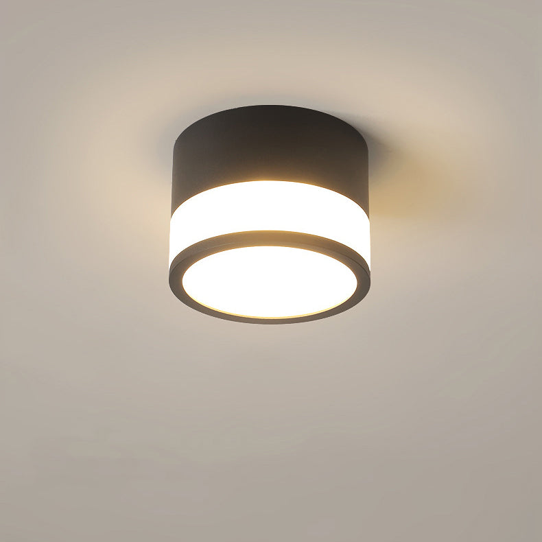 Modern Minimalist Cylinder Acrylic Aluminum LED Flush Mount Ceiling Light for Living Room