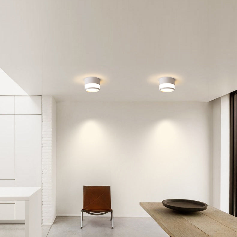 Modern Minimalist Cylinder Acrylic Aluminum LED Flush Mount Ceiling Light for Living Room