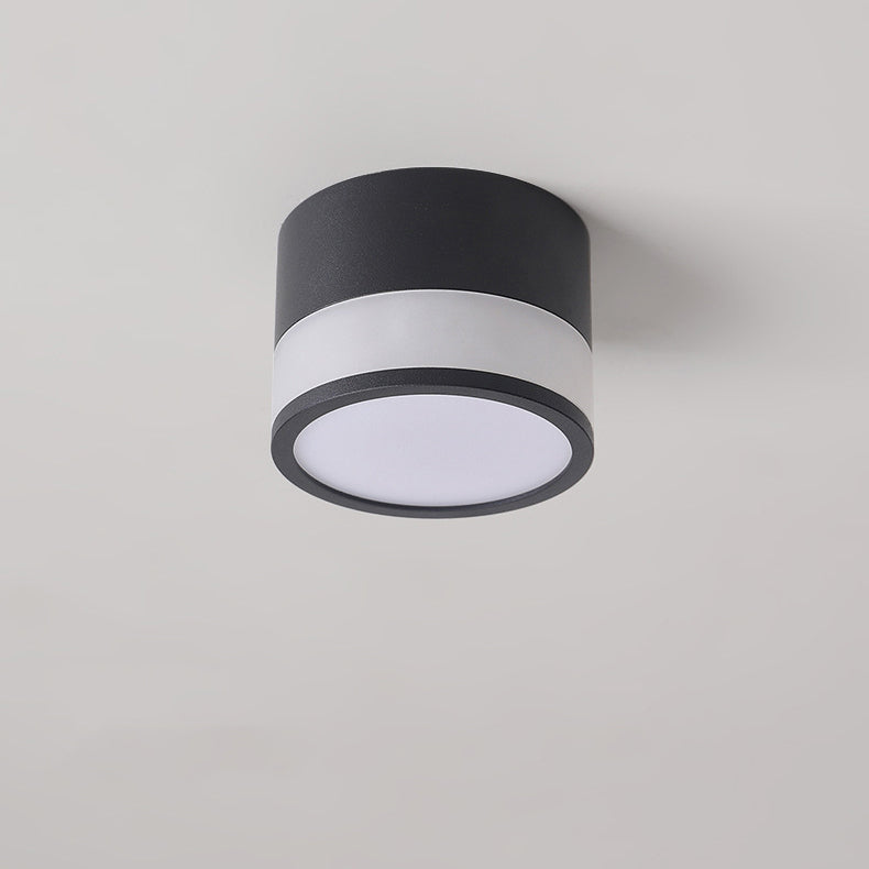 Modern Minimalist Cylinder Acrylic Aluminum LED Flush Mount Ceiling Light for Living Room