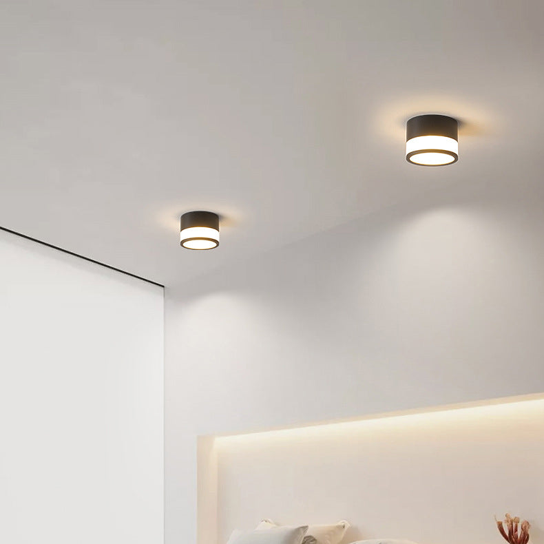 Modern Minimalist Cylinder Acrylic Aluminum LED Flush Mount Ceiling Light for Living Room