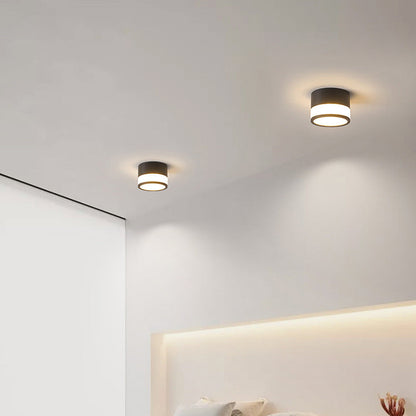 Modern Minimalist Cylinder Acrylic Aluminum LED Flush Mount Ceiling Light for Living Room