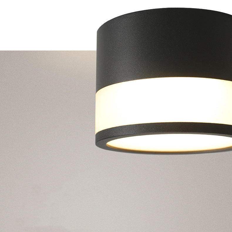 Modern Minimalist Cylinder Acrylic Aluminum LED Flush Mount Ceiling Light for Living Room