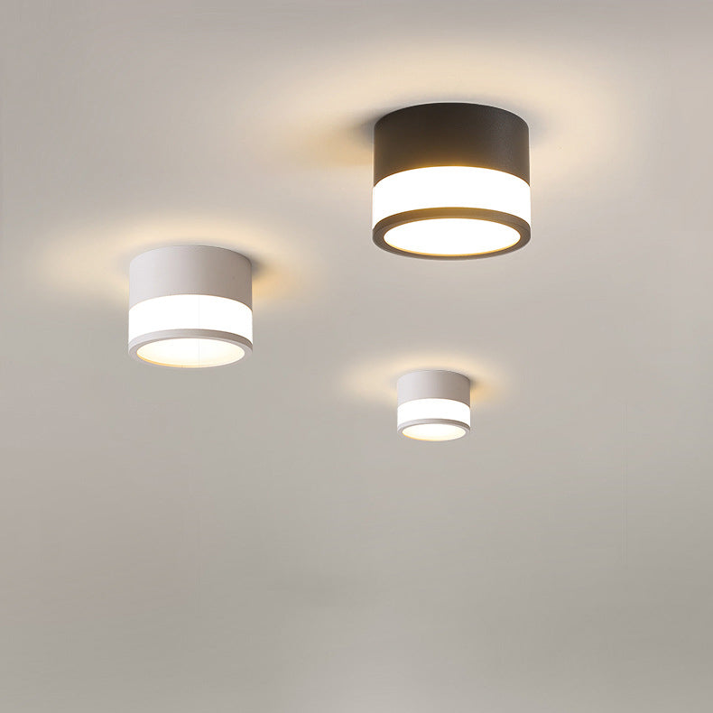 Modern Minimalist Cylinder Acrylic Aluminum LED Flush Mount Ceiling Light for Living Room