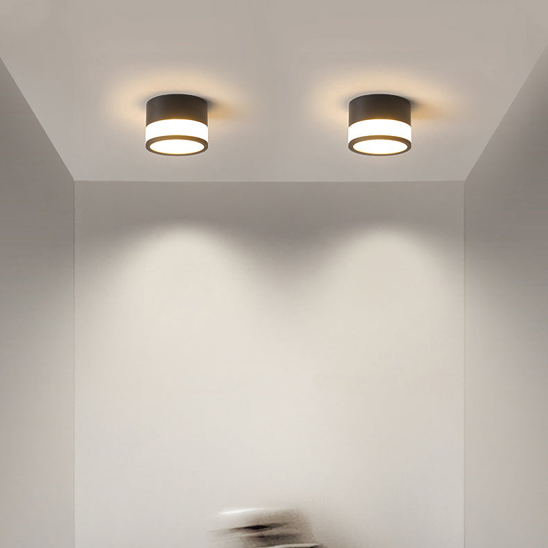 Modern Minimalist Cylinder Acrylic Aluminum LED Flush Mount Ceiling Light for Living Room