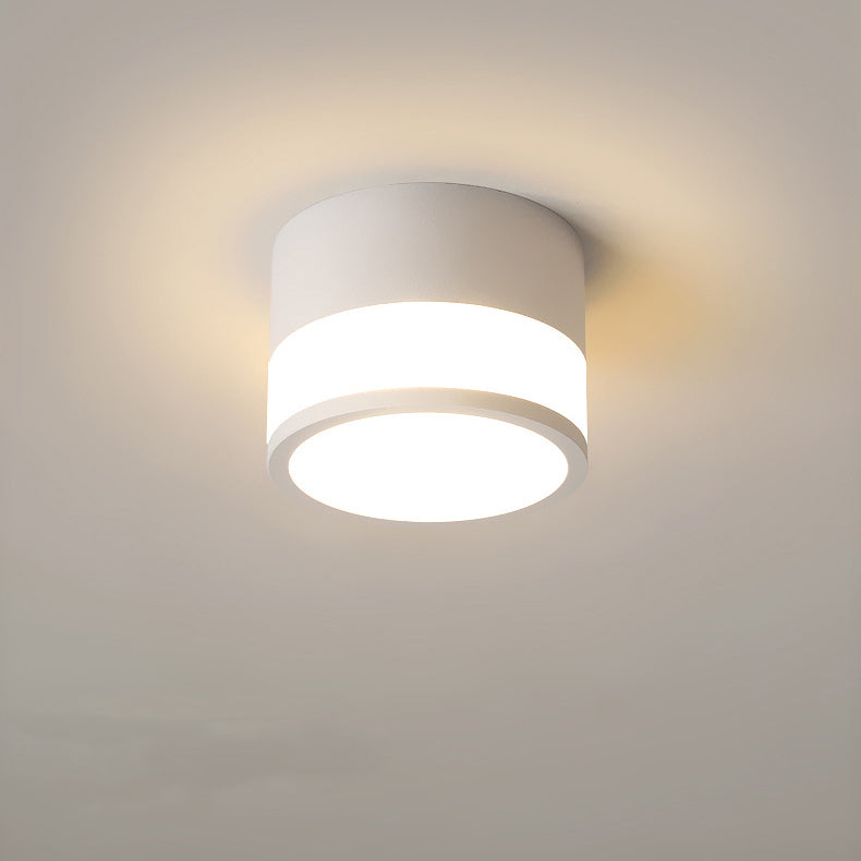Modern Minimalist Cylinder Acrylic Aluminum LED Flush Mount Ceiling Light for Living Room