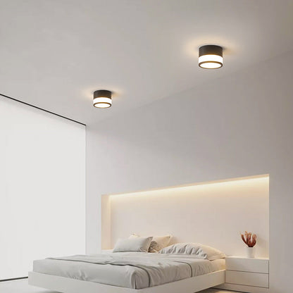 Modern Minimalist Cylinder Acrylic Aluminum LED Flush Mount Ceiling Light for Living Room