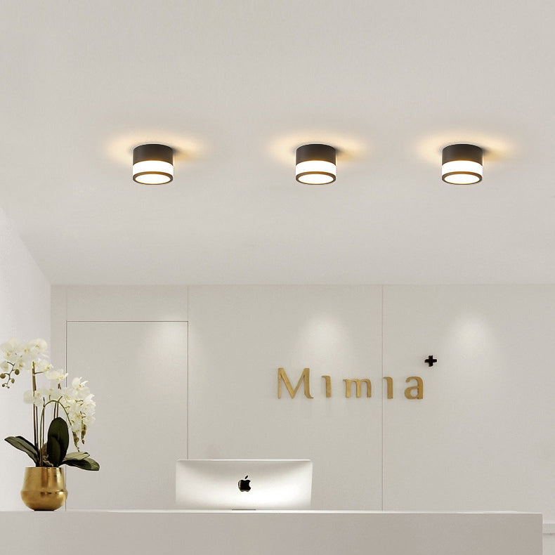 Modern Minimalist Cylinder Acrylic Aluminum LED Flush Mount Ceiling Light for Living Room