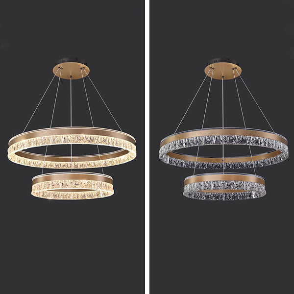 Modern Luxury Circle Acrylic Aluminum LED Chandelier for Living Room BulbSquare