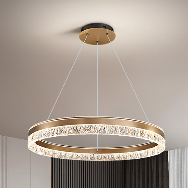 Modern Luxury Circle Acrylic Aluminum LED Chandelier for Living Room BulbSquare