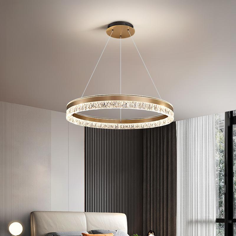 Modern Luxury Circle Acrylic Aluminum LED Chandelier for Living Room BulbSquare