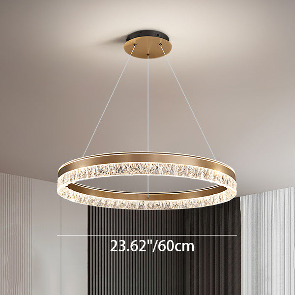 Modern Luxury Circle Acrylic Aluminum LED Chandelier for Living Room BulbSquare
